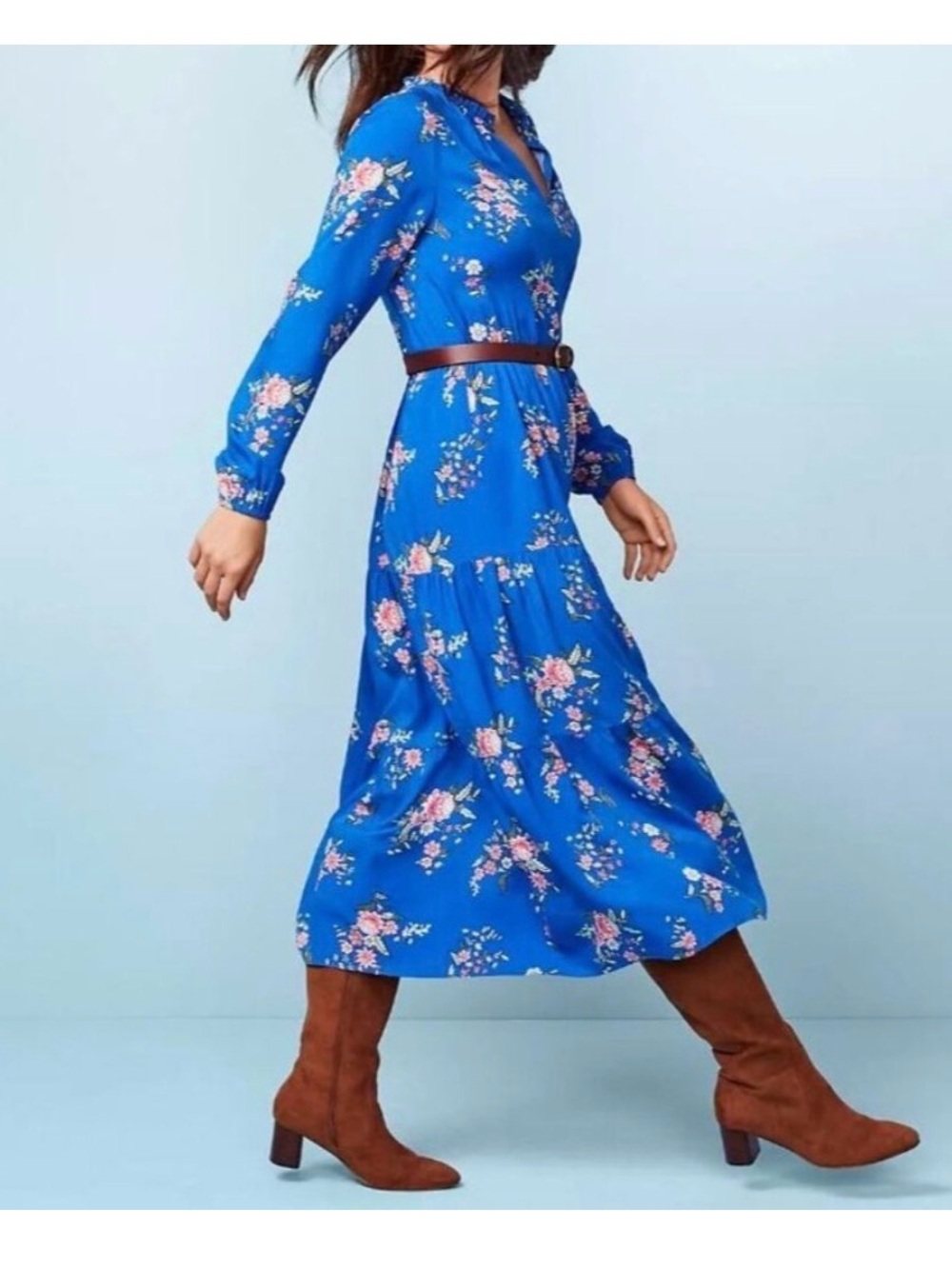 Loft Long Sleeve Floral Tiered Maxi Dress size 6 NEW WITH TAGS
